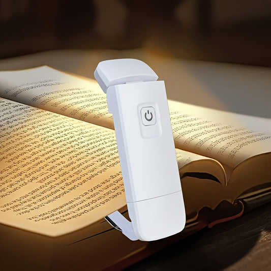 Rechargeable LED Book Light with 3 Brightness Levels, USB Charging and Push Button Control. Wall Mountable, Portable Reading Lamp for Bed, Car, Dorm. Lithium Battery Powered. Solid Color.