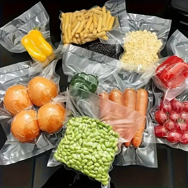 100 Vacuum Seal Bags with Textured Transparency - Ideal for Storing Grains, Meats, Fruits & Vegetables in the Kitchen - Great for Organizing and Preserving Food