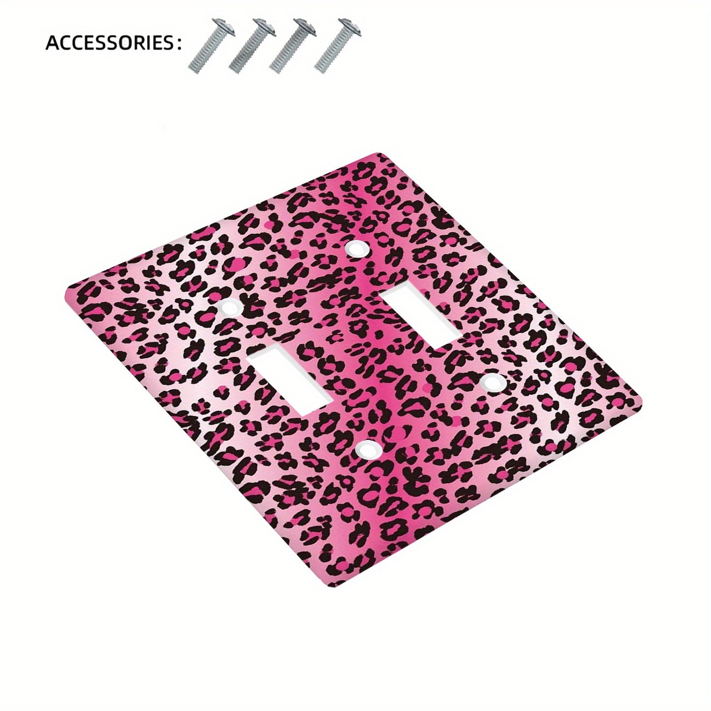 Pink leopard print light switch cover for 1 or 2 switch plates, a unique addition to home decor.