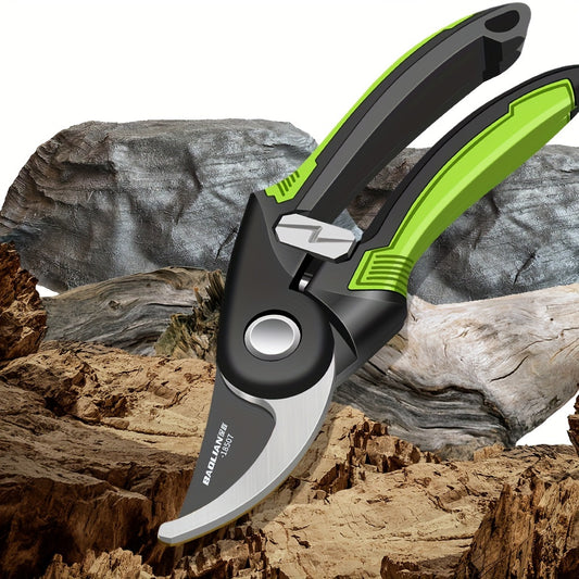 Professional pruning shears for gardening, ideal for trimming tree branches and floral arrangements.