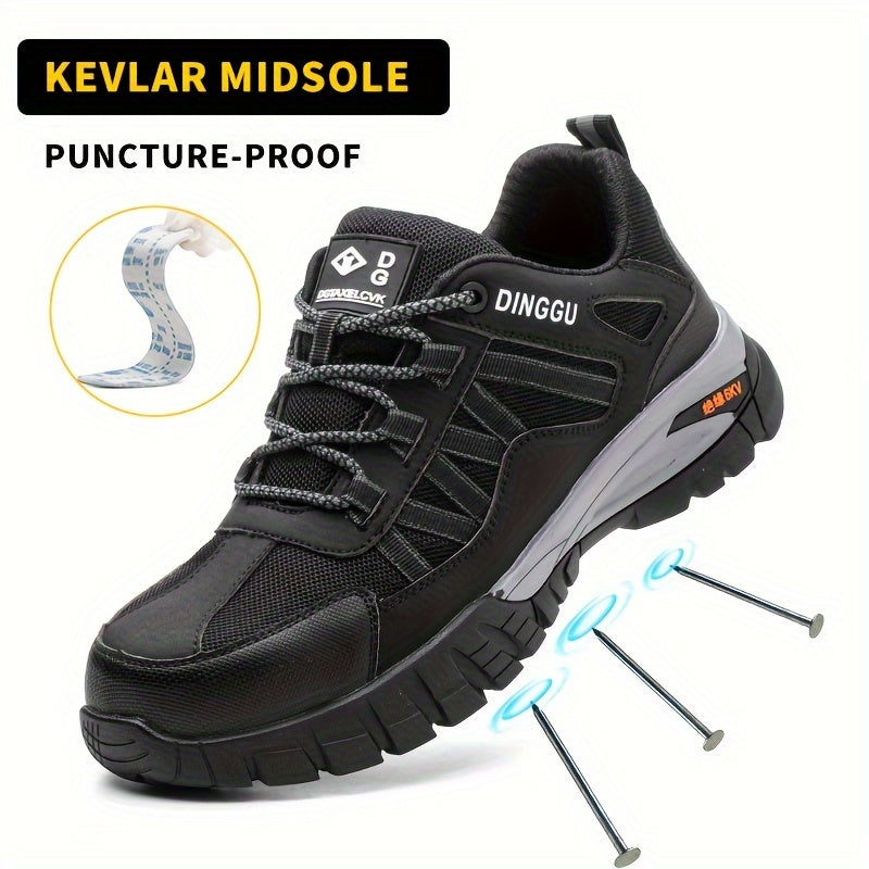 DINGGU Men's Steel Toe Work Shoes with Puncture Resistant Rubber Sole, Breathable and Lightweight.