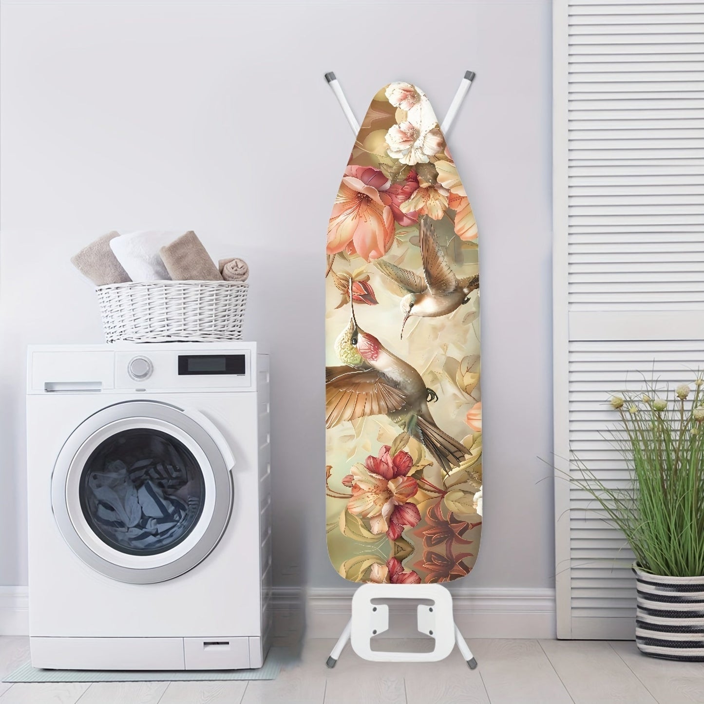 Ironing can be a breeze with the Rshubino Ironing Board Cover featuring a charming Hummingbird Floral Design. This cover comes with an Elastic Edge for a snug fit, is Non-Stick and Stain Resistant for easy cleaning, and is designed to fit Standard Size