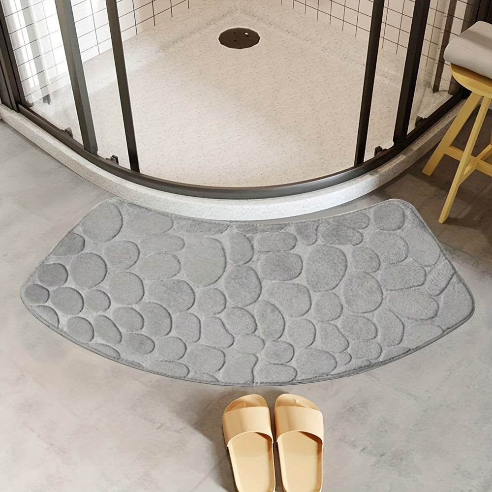 This versatile pebble curved bathroom mat is perfect for any room in your home. Its absorbent and quick-drying material makes it a great kitchen floor carpet, while its non-slip design and super soft texture make it ideal for entryways. Use it in the