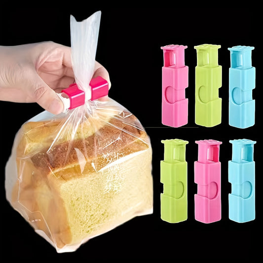 Set of 5 or 10 Food Bag Chip Clips for airtight sealing of bread bags, keeping food fresh and moisture-proof. These spring sealing clips are perfect for sealing milk powder bags, plastic bags, and snack bags, making them essential kitchen organizers and