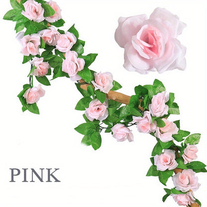 7.55ft Artificial Rose Vine for Outdoor UV Resistant Décor.