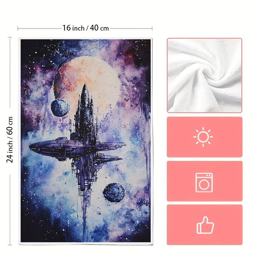 2 pieces of Interstellar Kitchen Towels - Ultra Soft and Highly Absorbent Dish Hand Towels perfect for Holiday Decor. Machine washable and measures 16x24 inches. Item number 2KYSYS1218308.