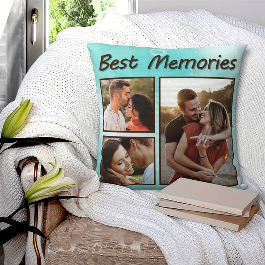 Personalized Photo Throw Pillow Cover - Customizable Knit Polyester Fabric Decorative Cushion Case with Personalized Images and Text - Perfect Gift for Loved Ones on Valentine's Day, Mother's Day, Christmas, Birthdays - Variety of Colors Available