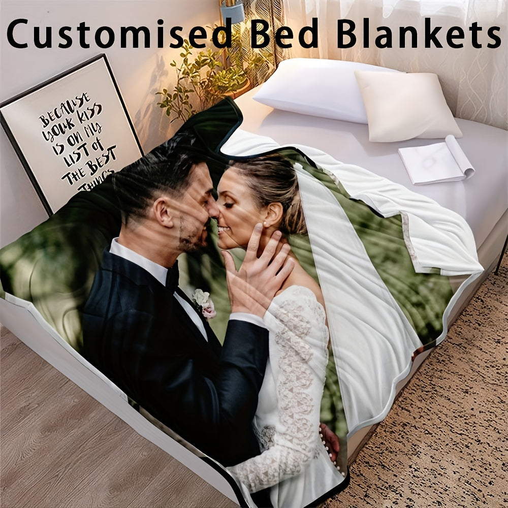 Personalized Flannel Throw Blanket - Ideal for Year-Round Use, Great for Special Occasions such as Weddings, Birthdays, Christmas, and Valentine's Day - Hypoallergenic and Easy to Clean in the Washing Machine