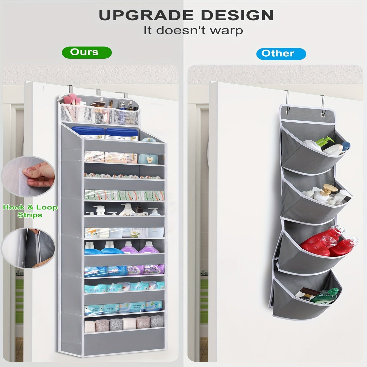 7-Layer Over-the-Door Organizer with 7 Large Pockets and 22.68 KG Weight Capacity, Hanging Storage Organizer with Clear Window for Bedroom and Bathroom Storage