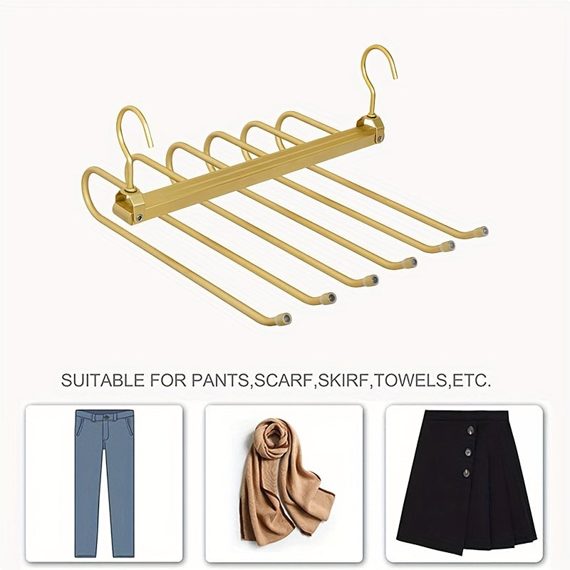 Golden Over-the-Door Metal Hook Rack - Sleek and Space-Saving Design with Multiple Hooks for Hanging Coats, Towels, Bags, and Robes. Organize your Home with this Elegant Foldable Door Hook Organizer, Perfect for Clothes and Accessories.