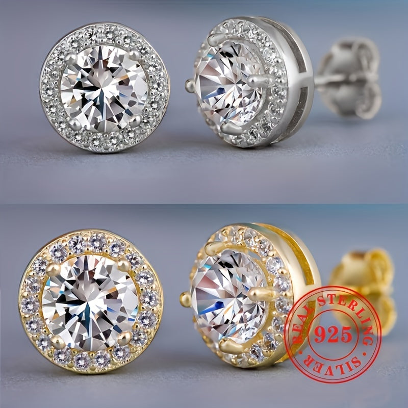 Stylish 925 Sterling Silver Stud Earrings for Women - Featuring Synthetic Cubic Zirconia, Secure 4-Prong Setting, Available in Round & Square Designs, Ideal for Everyday Use and Special Occasions, Representing April Birthstone, Versatile All-Year