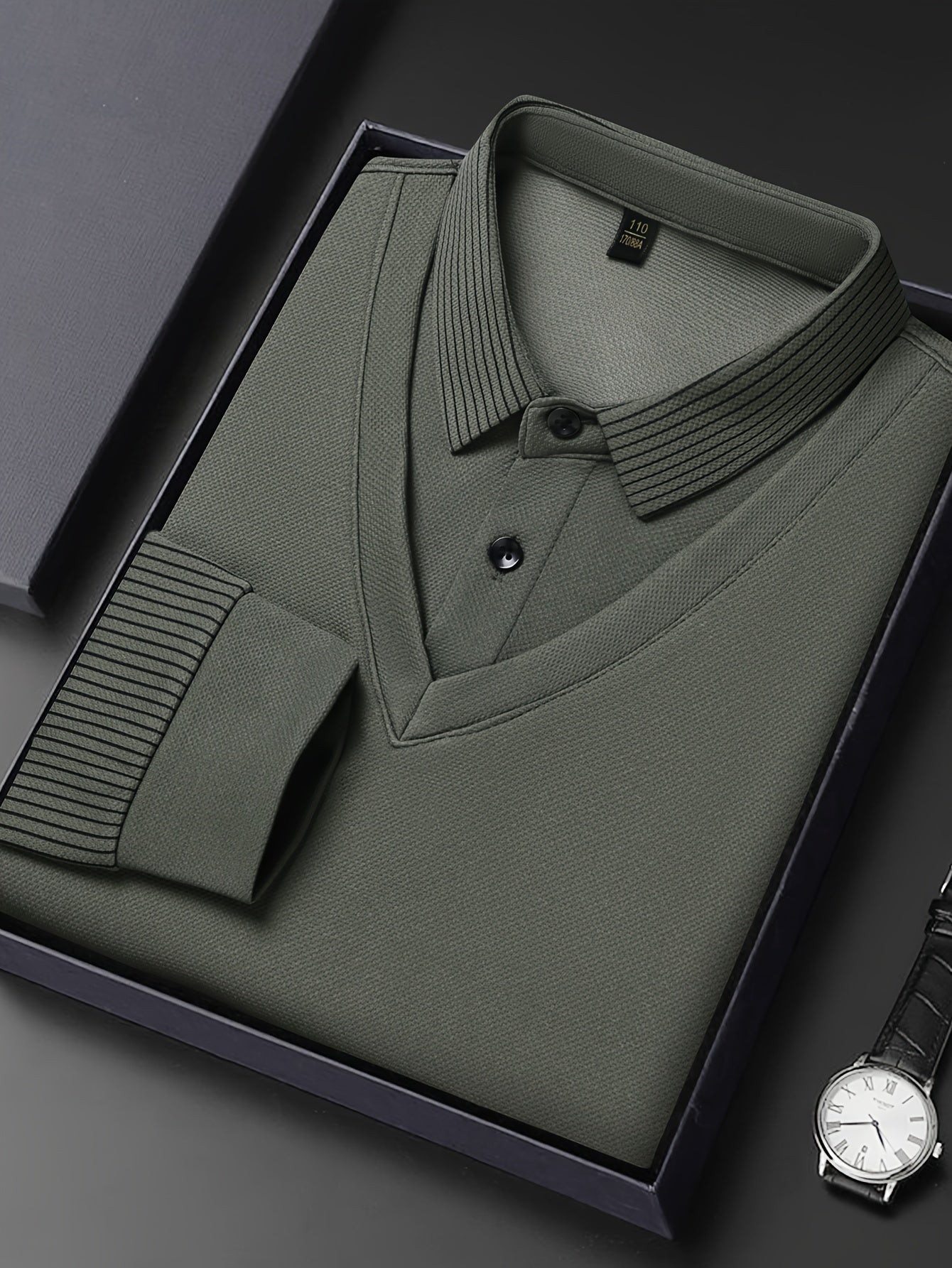 Men's two-tone shirt with turn-down collar, perfect for autumn and winter, ideal gift for men.