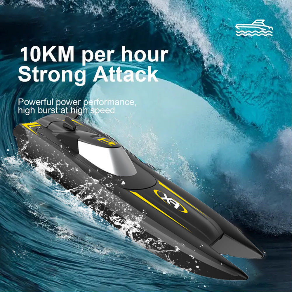 TKKJ High-Speed RC Boat, 2.4GHz, 6.21mph, Rechargeable Battery, Low Power Alarm, Durable ABS Material, Includes Remote & USB Charging Cable, Ideal for Pools or Lakes, Perfect Gift for Kids