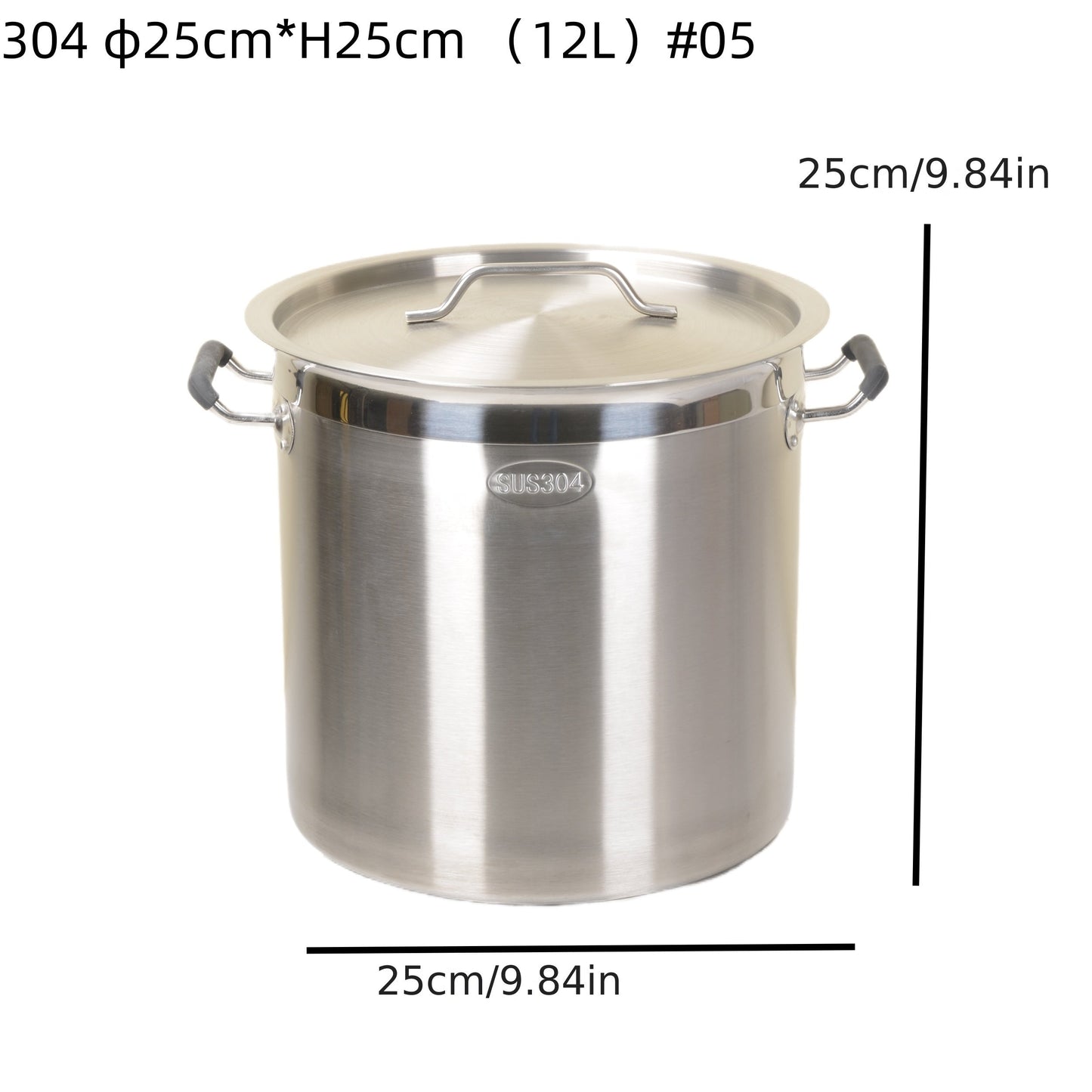 Stainless Steel Composite Bottom High Body Bucket, Large Soup Capacity, Meat and Oil Container, Kitchen Must-Have for Home or Canteen, 1.0mm Thick, 30cm Diameter x 30cm Height, with Lid.