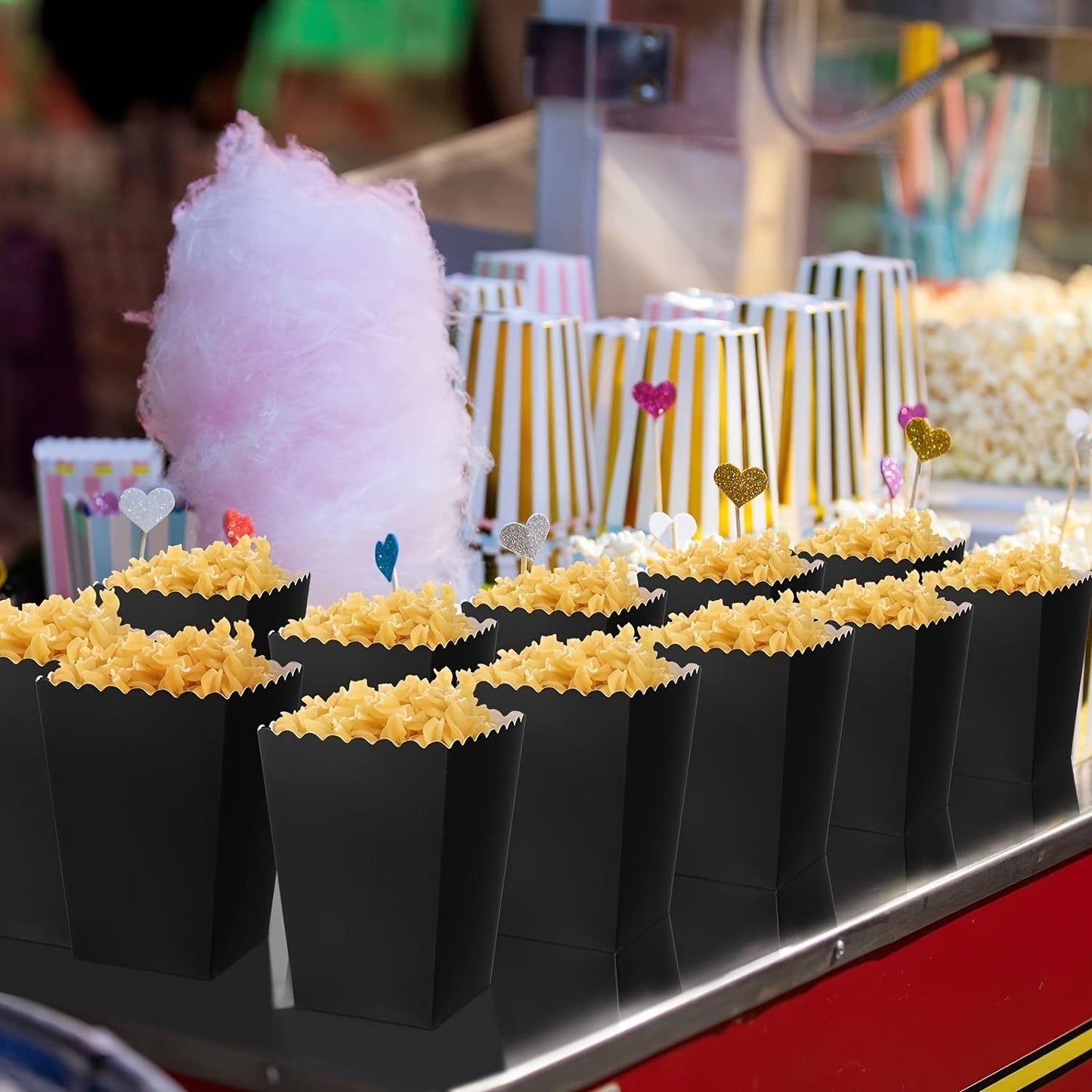 50 Mini Popcorn Boxes, Paper Bags for Individual Servings at Weddings, Graduations, Birthday Parties. Perfect for Small Pretzel Treats, Popcorn, Candy Bars. Movie Theater Snack Containers.