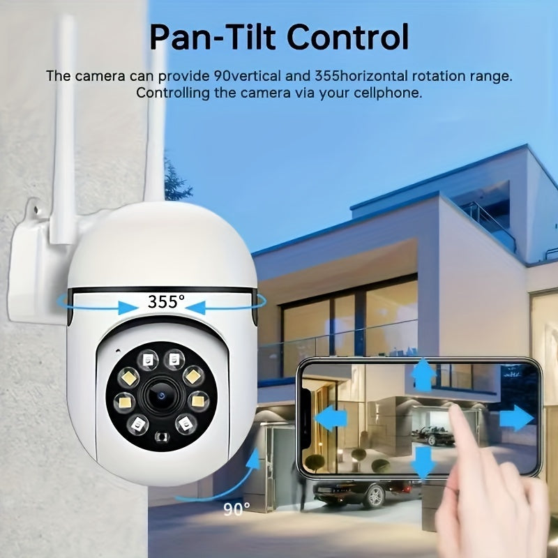 Wireless security camera with dual antenna, indoor wall mount, Android and app control, night vision, motion and audio alert, color display, USB powered, WiFi connectivity.