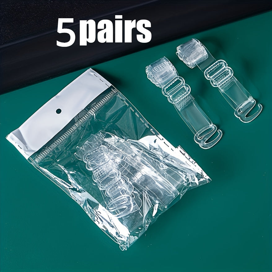 5 pairs of transparent, adjustable shoulder straps for women's lingerie and underwear.