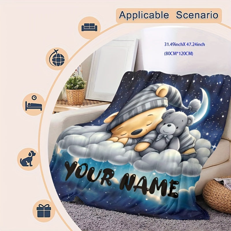 Customize your own digital print flannel throw blanket - Perfectly cozy and hypoallergenic for all seasons. Great for bed, sofa, or travel. Features a modern knitted design and optional custom name. The perfect gift for birthdays and holidays.