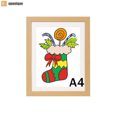 Versatile A4 Youngsters' Artist Frame, Black/White/Light Wood Grain, Ideal for Gifts & School Projects, Perfect for Christmas