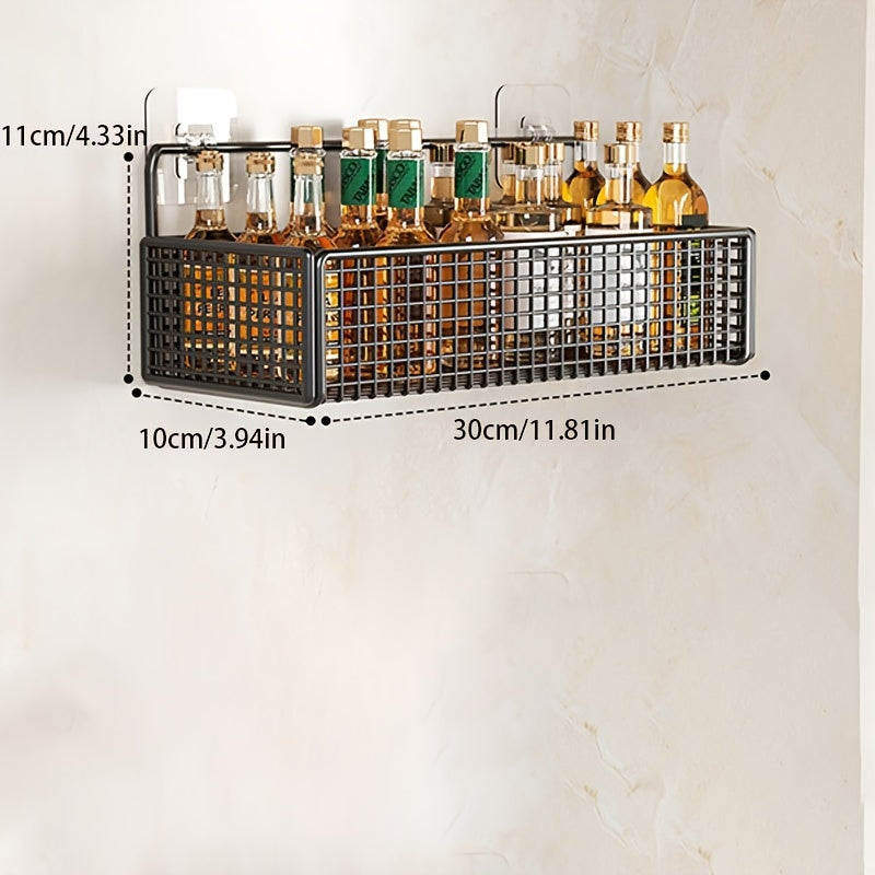 Innovative Modern Carbon Steel Mesh Storage Rack - Versatile, Stylishly Open Design, Easy to Use, Ideal for Kitchen and Bathroom, Spacious Ironware Storage Rack for Kitchen Wall, Hassle-free Vegetable Storage without the need for drilling.