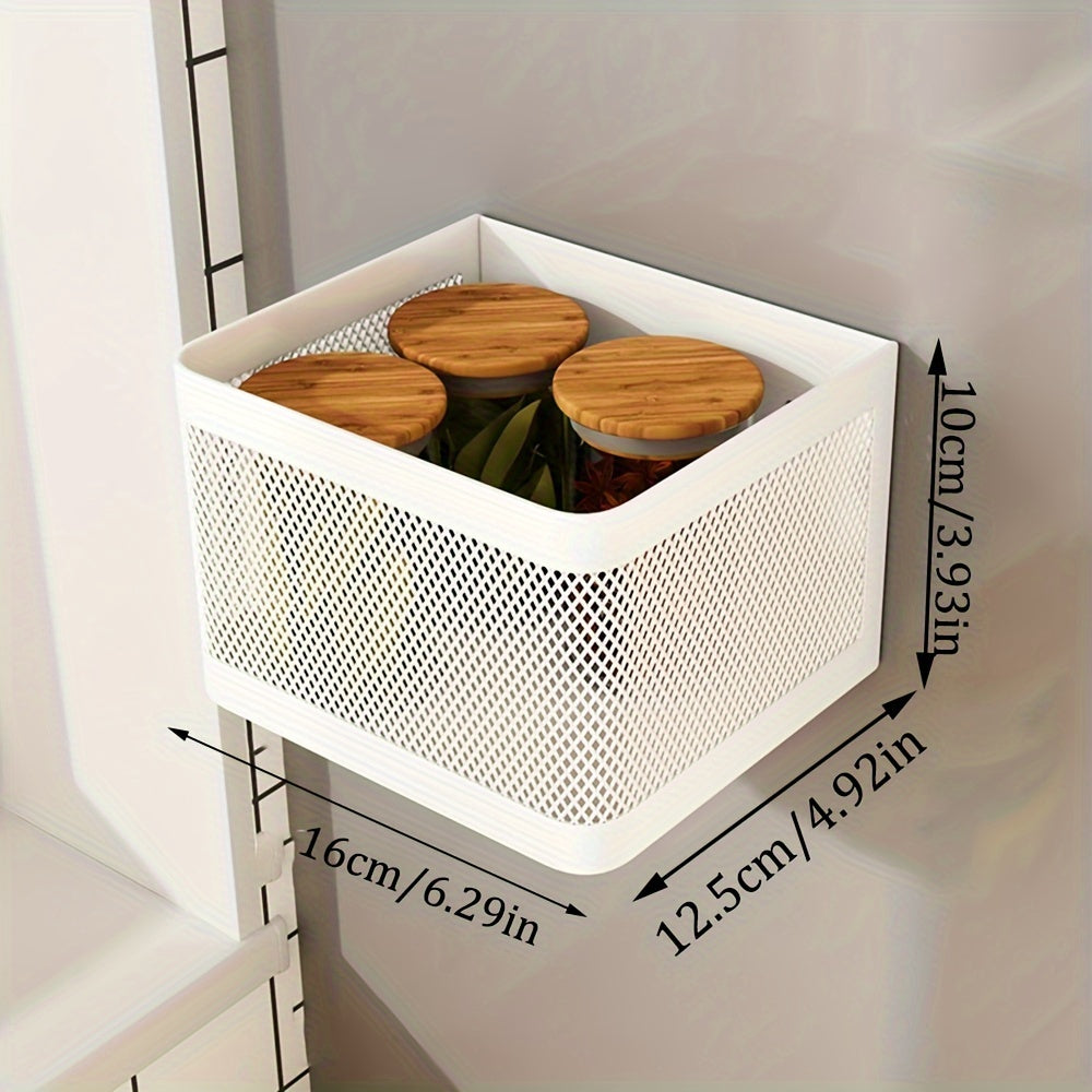 Magnetic Side Storage Holder for Kitchen Refrigerator with Hanging Basket and Plate Gap Magnet