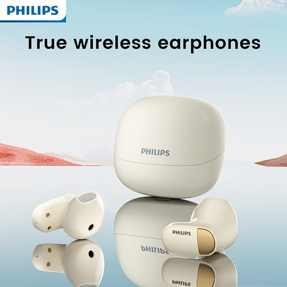 New Philips wireless earbuds with microphone for sports, stable fit, long battery life, and compatibility with all smartphones (TAT2169).