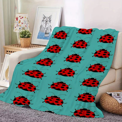 Stay warm and stylish with our cozy ladybug print flannel throw blanket. This soft and versatile blanket is perfect for your couch, bed, office, or travel. It is machine washable and makes a great gift idea for any season.