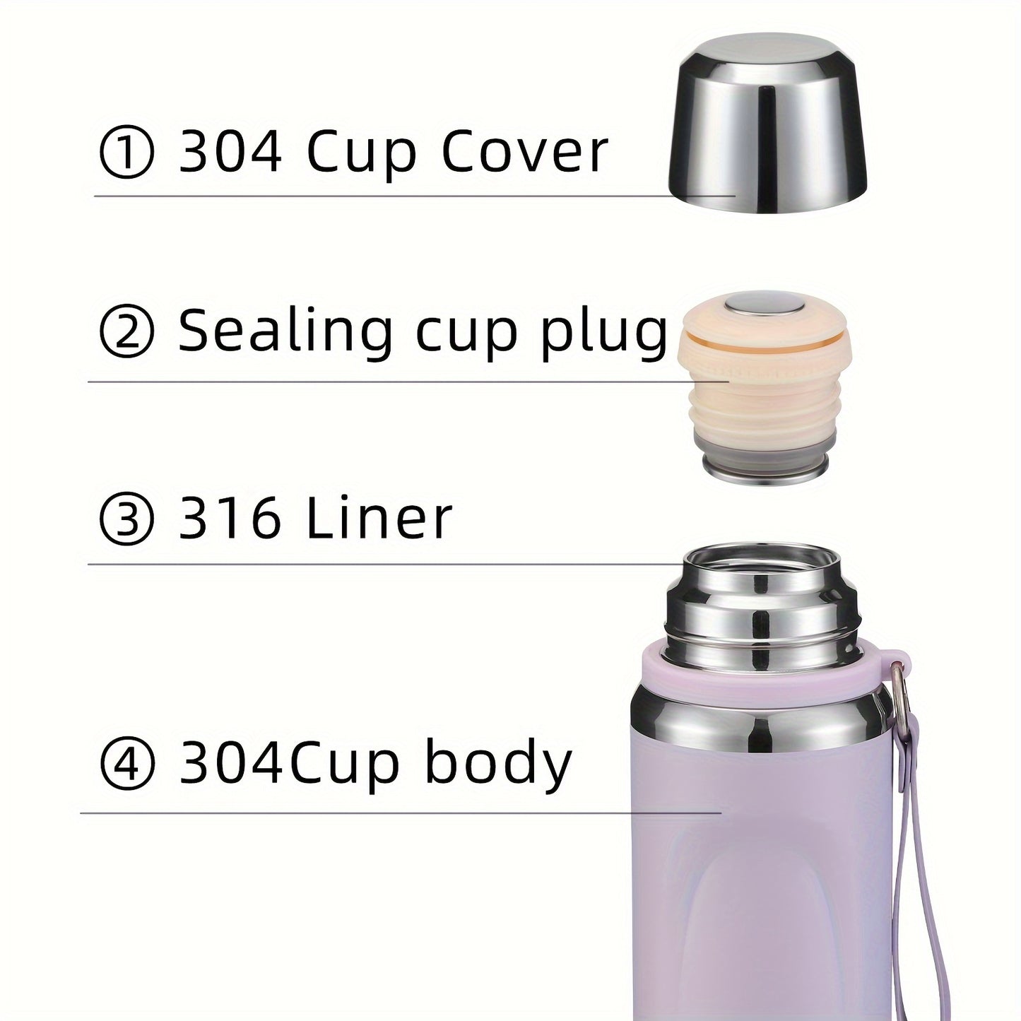 600ml stainless steel vacuum cup for hot and cold drinks, ideal for outdoor sports and travel.