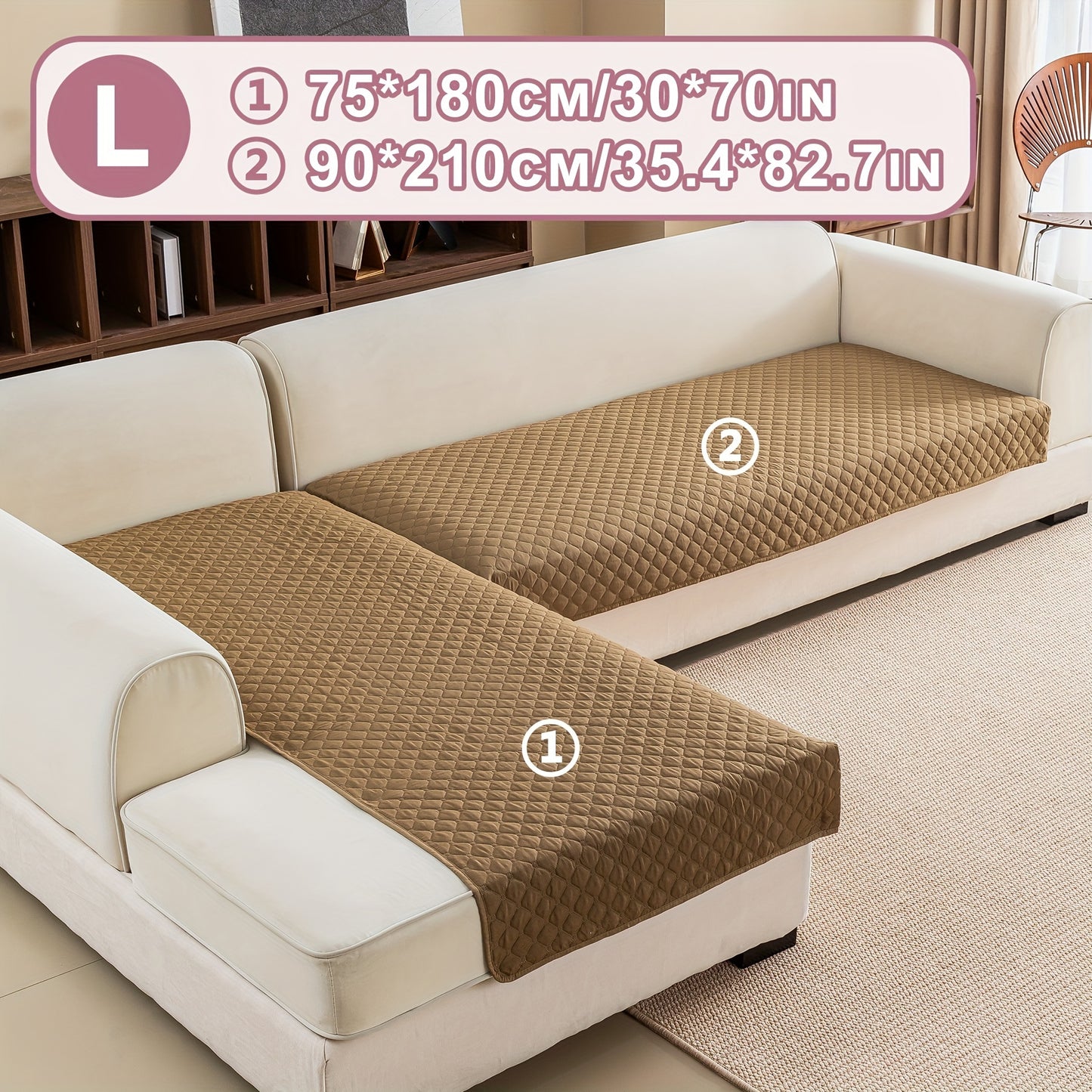 2 durable L-shaped sofa protectors for both left and right sofas, machine washable.