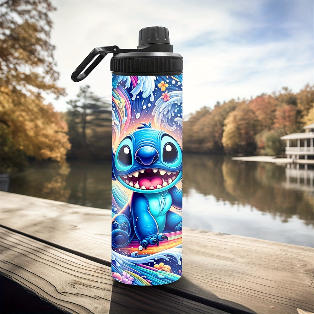 Blue cartoon character stainless steel tumbler for cold/hot beverages, perfect Christmas or birthday gift, hand wash, BPA-free.