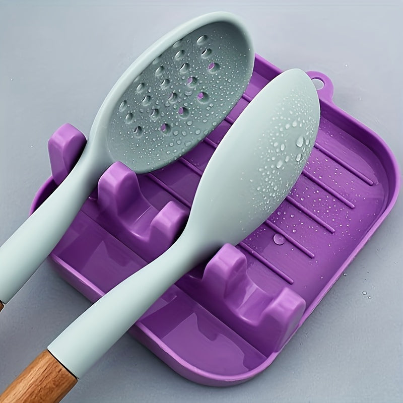 Organize your kitchen with the Space-Saving Kitchen Organizer Set: Includes a Drip-Free Pot Lid Holder and Spoon Rest, along with an Easy-to-Clean Cooking Utensil Rack for your Countertop.