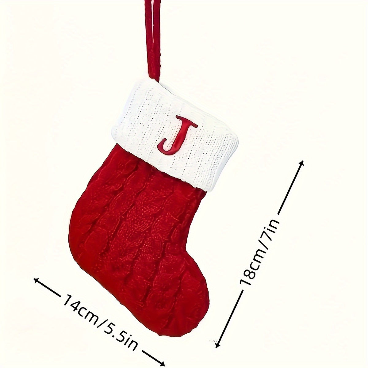 Knitted Christmas stocking with letter design - ideal for tree decor and holiday gifts, made of durable polyester for festive charm.