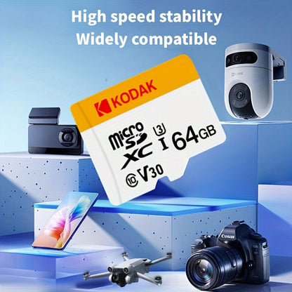 Option 1: Kodak Micro SDXC Card - High-Speed Class 10 V30, Durable UHS-I U1 Memory Card - 32GB/64GB/128GB Options for Smartphones, Cameras, Drones, Dash Cams