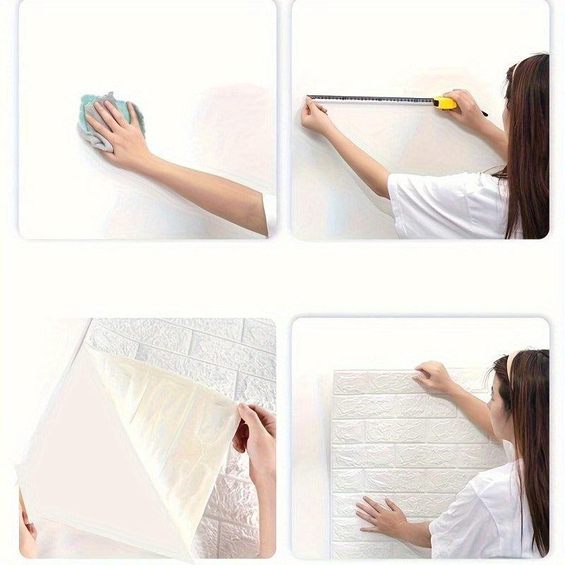 3D Brick Wallpaper Sticker: Easy to Apply, Waterproof, Modern Style with Irregular Foam Texture, Ideal for Bedroom and Home Decor.