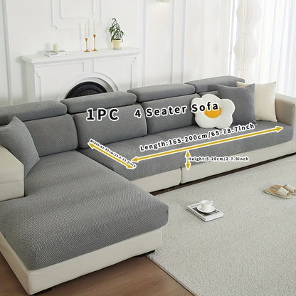 Gray fleece sofa cover suitable for all seasons, elastic and protective for home use.