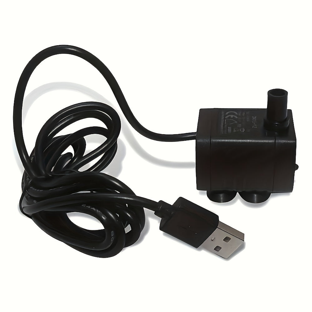 1pc AquaFlow USB Mini Water Pump, 53GPH/200L/H, low noise, submersible pump for aquariums, fountains, and filtration systems. Operates at ≤36V with power mode USB, no battery needed. Ideal