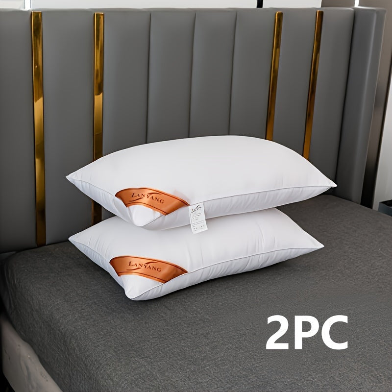 Luxurious High Pillow Combination Pack: Two White Rebound High Pillows for a Soft and Comfortable Sleep Experience. Perfect for Bedroom or 5-Star Hotel Home Use. Ideal for Single Adults.