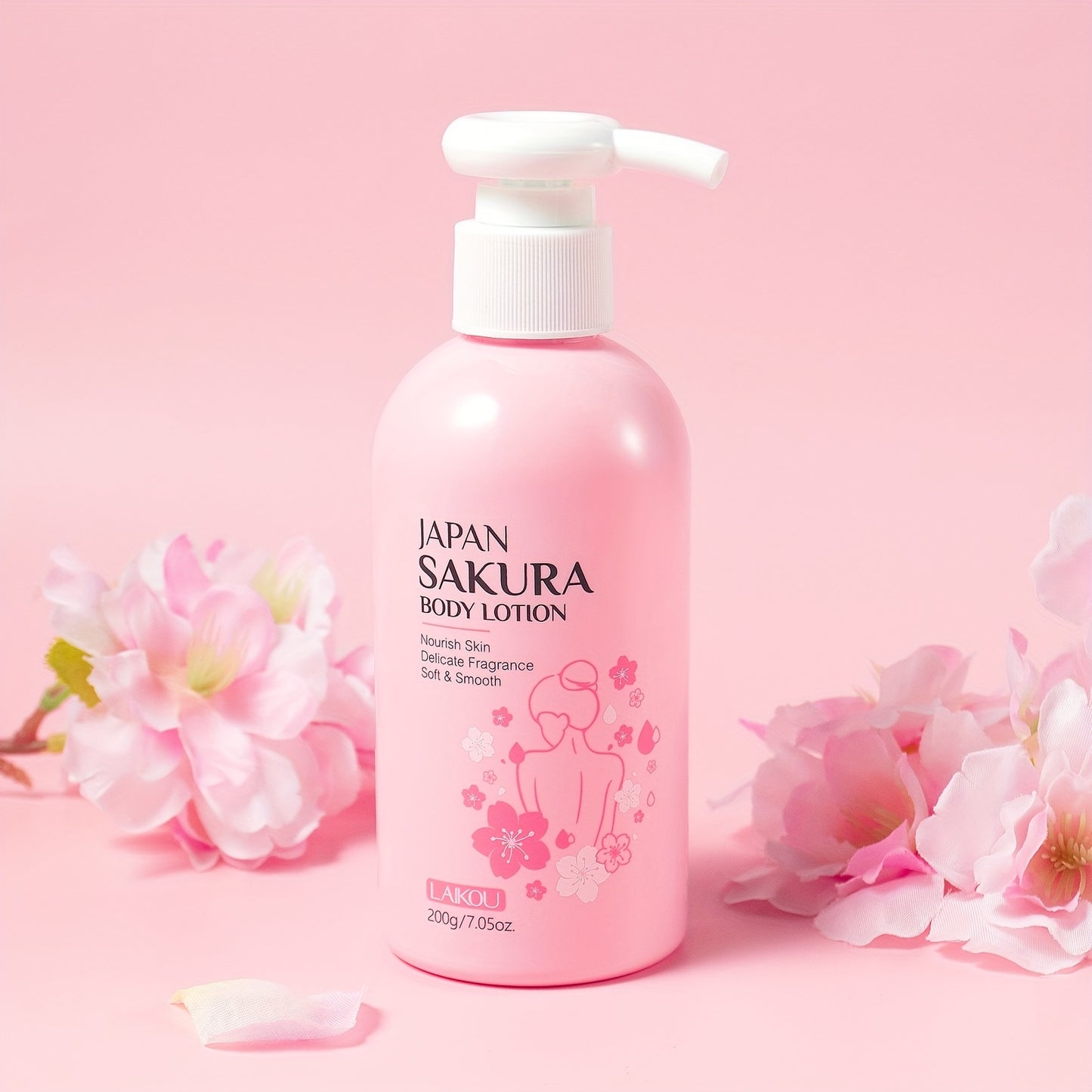 LAIKOU Sakura Radiant Body Lotion 7.05oz - Hydrating cream for dry, cracked skin with Vitamin C & Shea Butter.