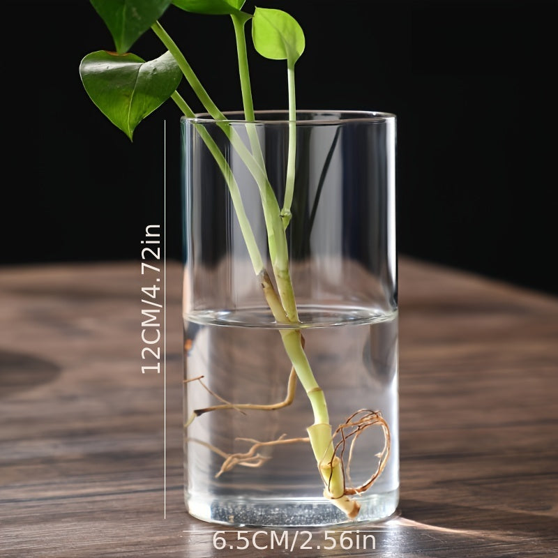 1 piece minimalist clear glass flower vase for floral wedding decor.