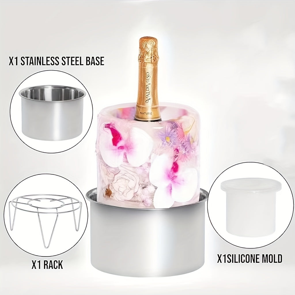 This Ice Mold Wine Bottle Cooler doubles as a Champagne Bucket, perfect for creating DIY Champagne cocktails. The transparent bucket can be frozen to keep your drinks cool during holiday parties, wedding celebrations, and various festivals.