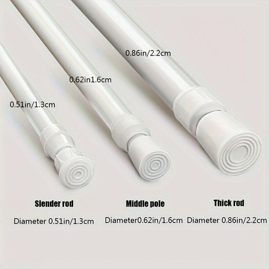 Adjustable spring telescopic rod for versatile use in door, window, bathroom, clothes drying, and home decoration.