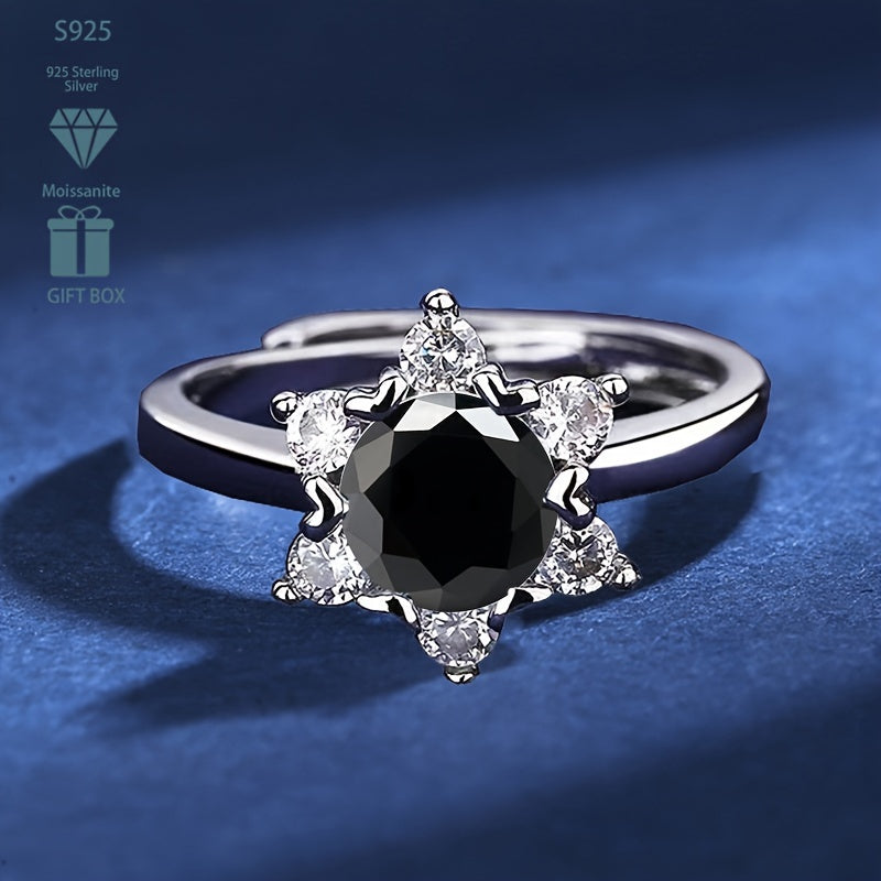 Exquisite 1CT Moissanite Star Engagement Ring in Elegant S925 Silver - Ideal for Weddings & Special Events, Offered in 5 Stunning Colors for Christmas, Valentine's Day, Snowflake Party, with a Touch of Luxury and Classic Sophistication, Featuring