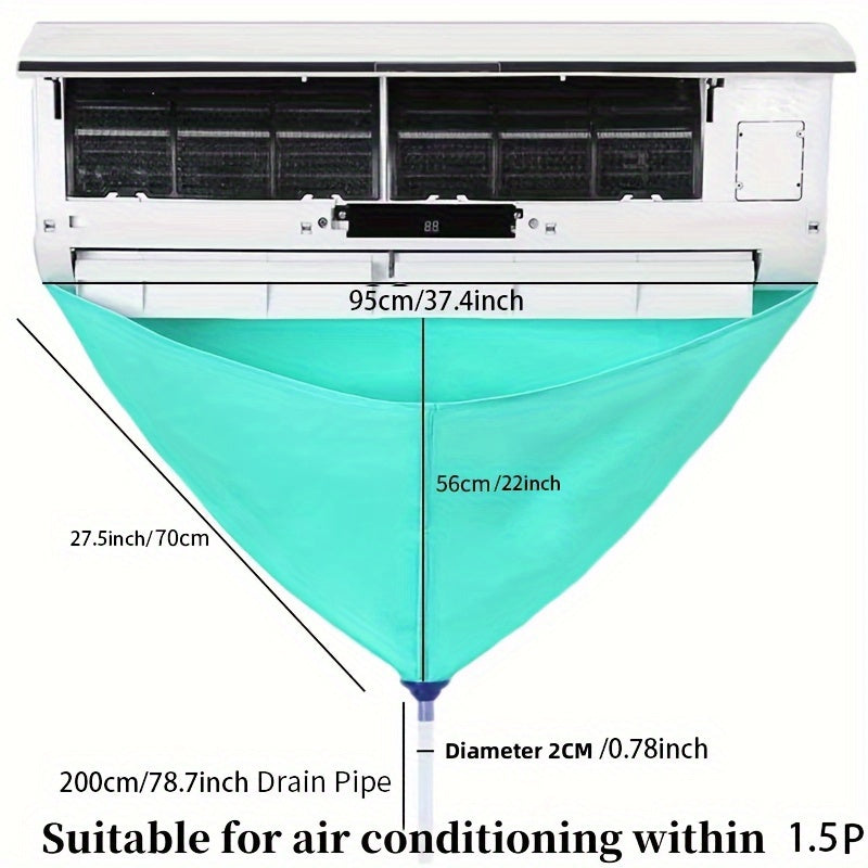 No electricity needed for the 95cm/37.4inch Reusable Plastic Air Conditioner Cleaning Bag with Drainage Tube