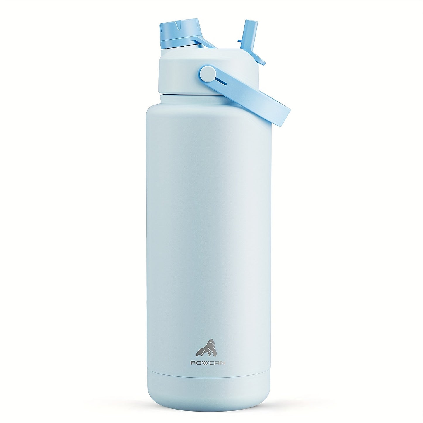 40oz stainless steel water bottle with leak-proof straw and spout lid, double wall insulated, hand wash only, PVC free. Ideal for sports, gym, travel, and school.