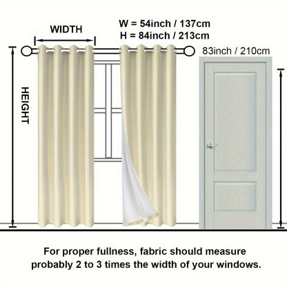 Suhuan Top Curtains, 2PC Set of 100% Blackout Insulation Soundproof Curtains with White Lining, Ideal for Bedroom, Office, Living Room, and Home Decor