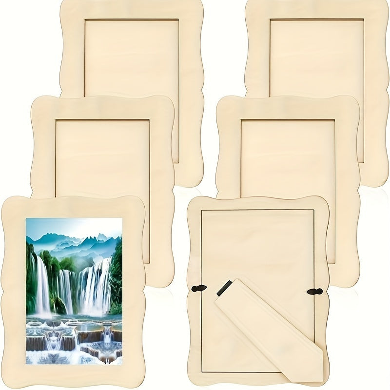 10 6-inch wooden wavy photo frames for DIY projects.