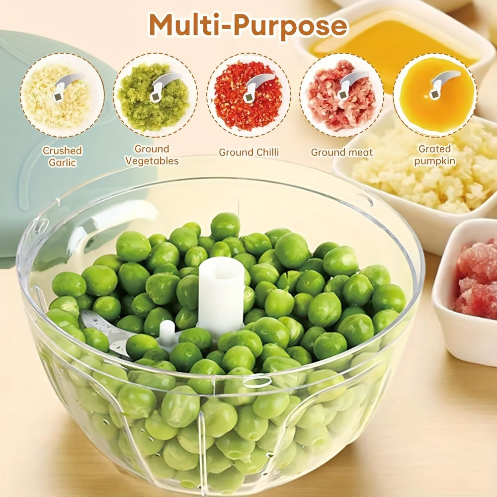 The 1pc Multifunctional Manual Food Processor is a versatile kitchen gadget made of ABS plastic. It can rotary shred vegetables, mince garlic, mash fruits and veggies, and make salads efficiently. The perfect tool for preparing meals in the kitchen.