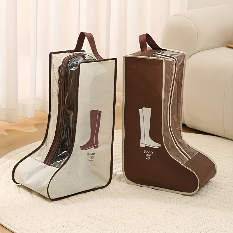 Convenient Boot Storage Bag with Handle - Clear, Dustproof & Water-Resistant Shoe Cover for Tall and Short Boots - Easy-to-Carry Lightweight Design