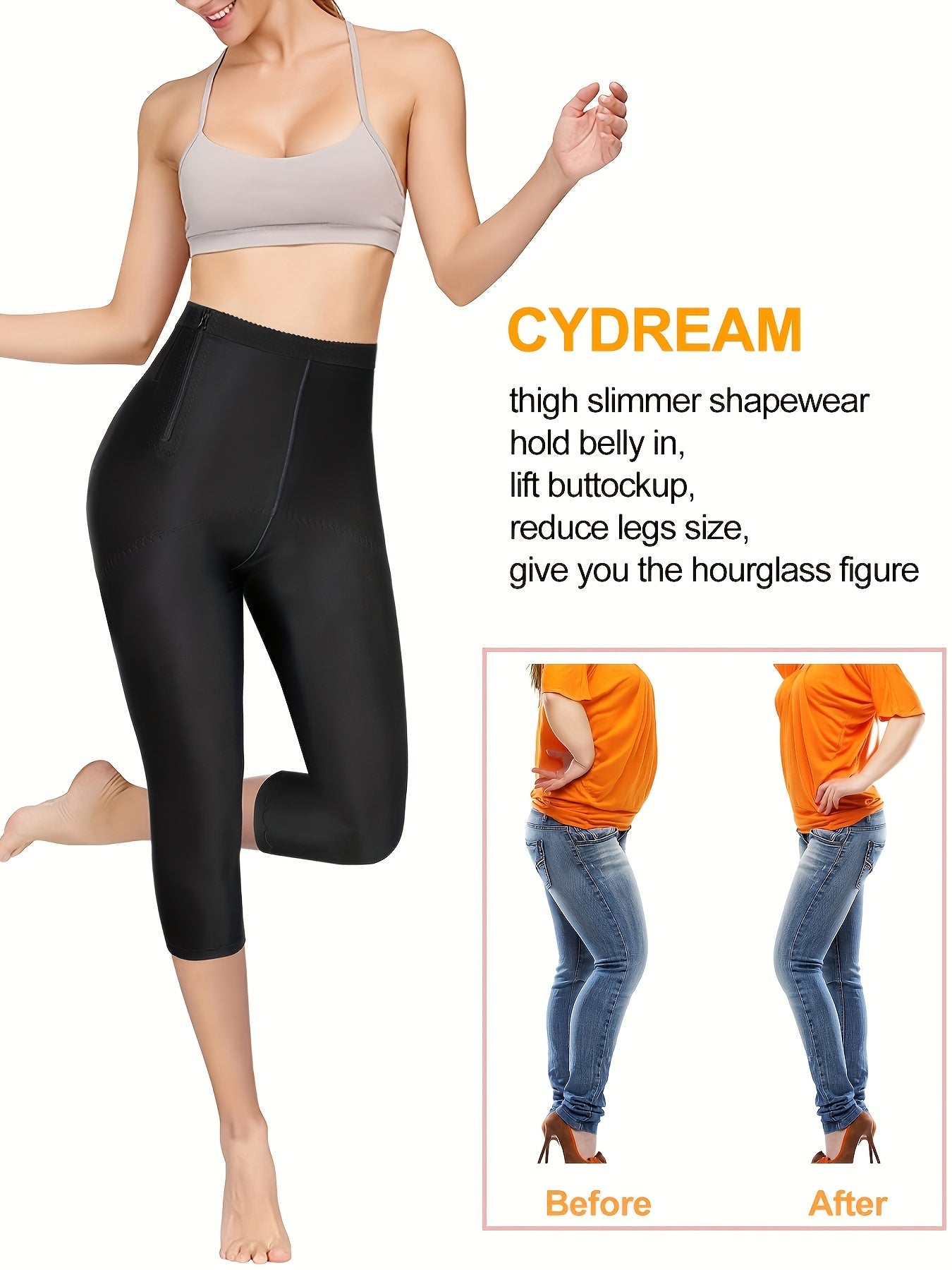 High waist capris with tummy control and butt lifting features, Women's shapewear.