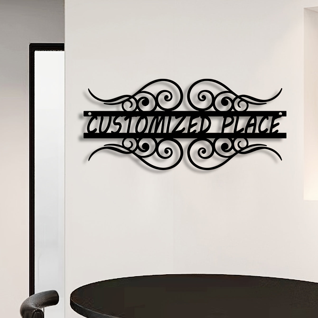 Decorative Welcome Sign Door Hanger in Black Iron, Customizable Metal Entryway Art, 1pc. Perfect for Porch Decor and Home Address Plaque. Suitable for Ages 14 and Up.